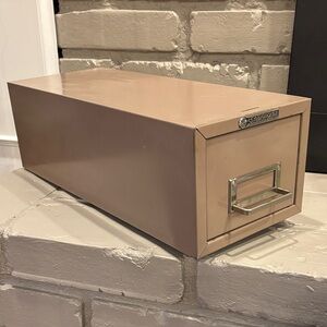 VTG Metal Steelmaster Tan Art Steel Co NY 1-Drawer Card File Box